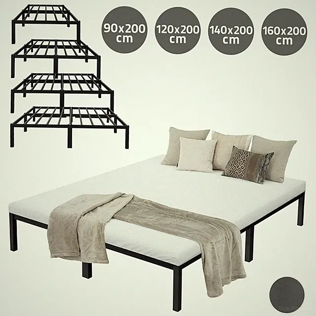 Metallbett Stahl Bettgestell Einzelbett Doppelbett Schlafzimmerbett mit Matratze