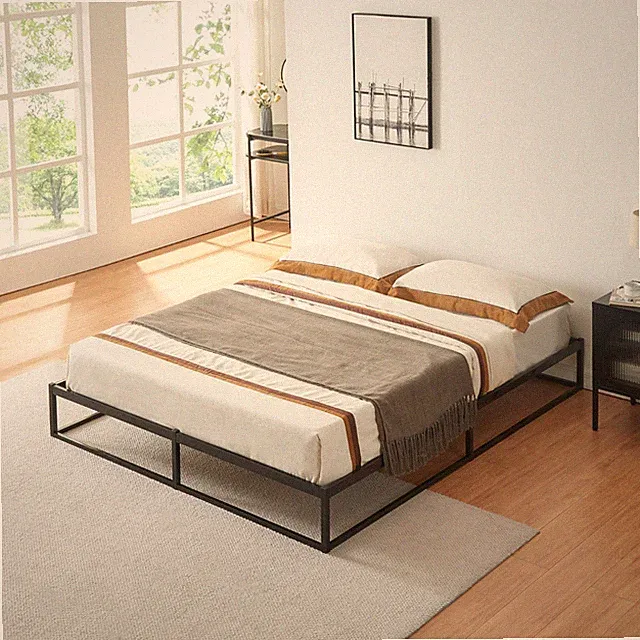 Metallbett Trerunta 160 x 200 cm Stahl Schwarz [en.casa]