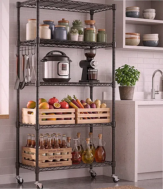 Metallregal Lagerregal Küchenregal auf Rollen 5 Regalböden Standregal 35x76x152c