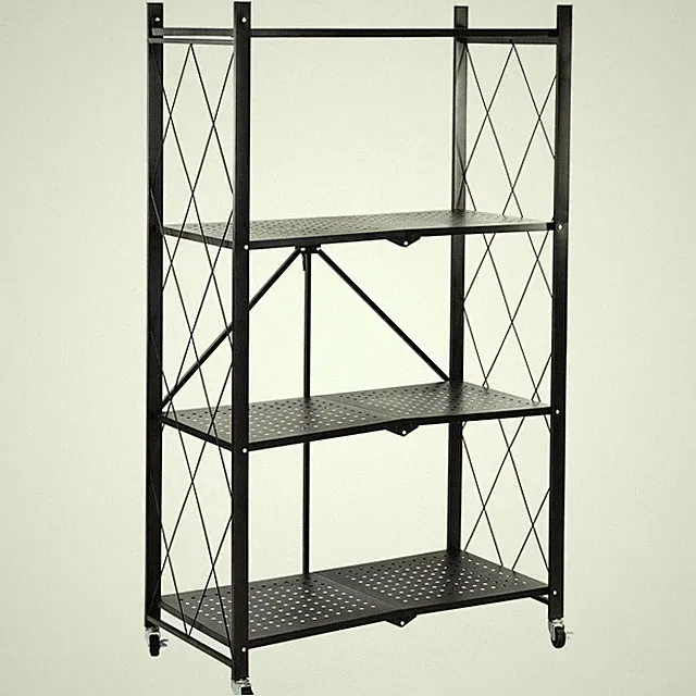 Metallregal Lagerregal Küchenregal zusammenklappbar auf Rädern 4 Regalböden Loft
