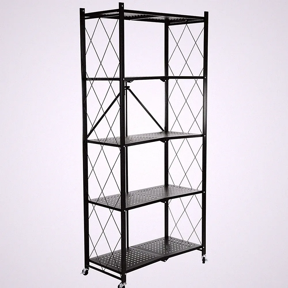 Metallregal Lagerregal Küchenregal zusammenklappbar auf Rädern 5 Regalböden Loft
