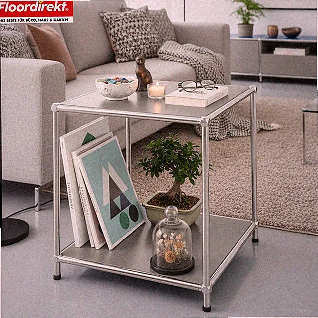 Metallregal, Offenes Beistell- & Aufbewahrungsregal mit 2 Ablagen, Epure MK-012