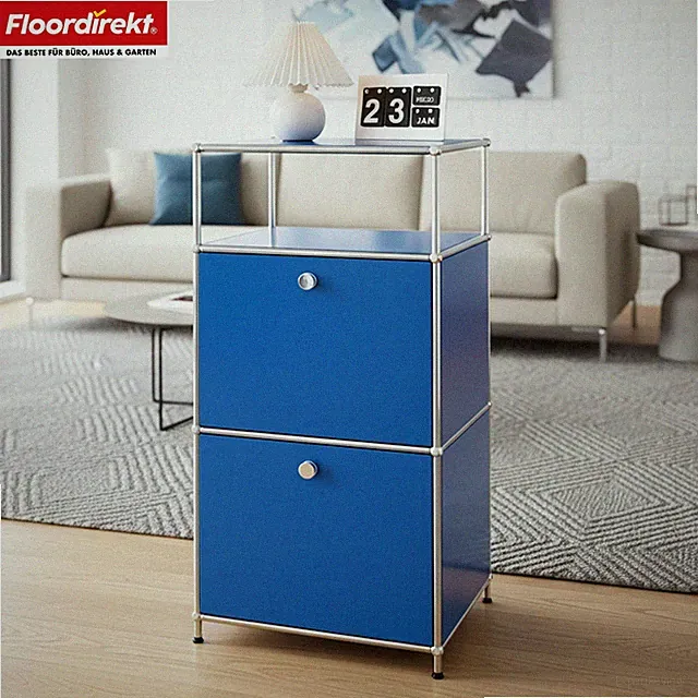 Metallregal, Regal mit verschließbaren Fächern & offenem Fach, Epure MK-120