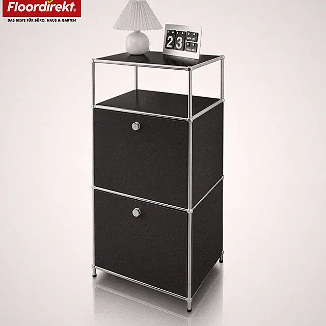Metallregal, Regal mit verschließbaren Fächern & offenem Fach, Epure MK-120