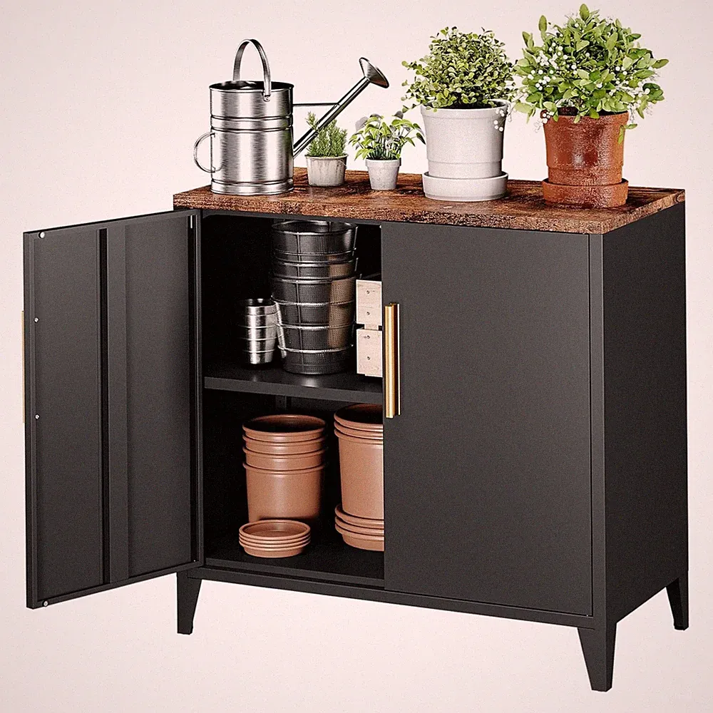 Metallschrank Aufbewahrung Kommode Sideboard Haushalt Garten 80x40x76cm