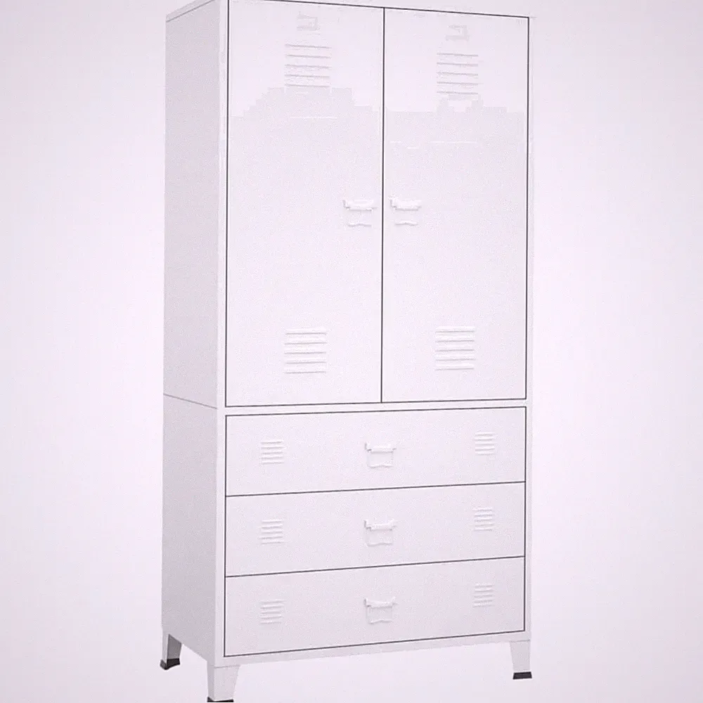 Metallschrank Industriestil 90x50x180cm Weiß Aufbewahrung Kleiderschrank