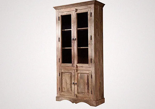 Mexiko Landhaus Stil Vitrine Schrank Vitrinenschrank Echtholz Wohnzimmerschrank