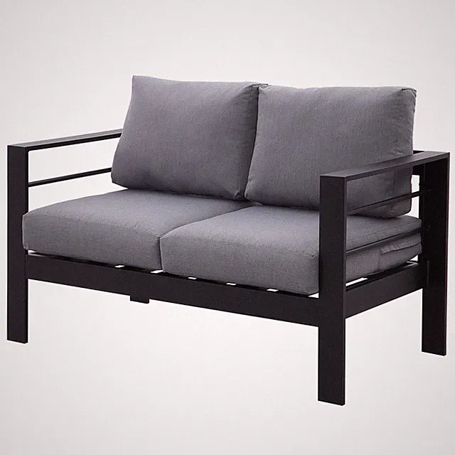 MeXo Gartensofa Aluminum Gartenmöbel Sitzgruppe Gartenset Garten Balkon Schwarz