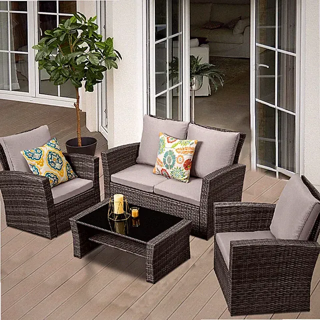 MeXo Poly Rattan Sitzgruppe Gartenmöbel Set Gartenset Lounge Balkon Terrasse