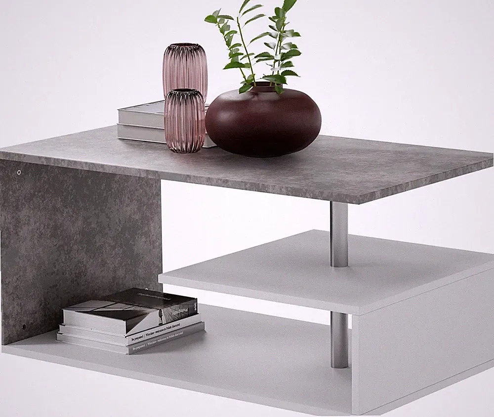 MIADOMODO® Couchtisch - 90x50 cm weiß/beton