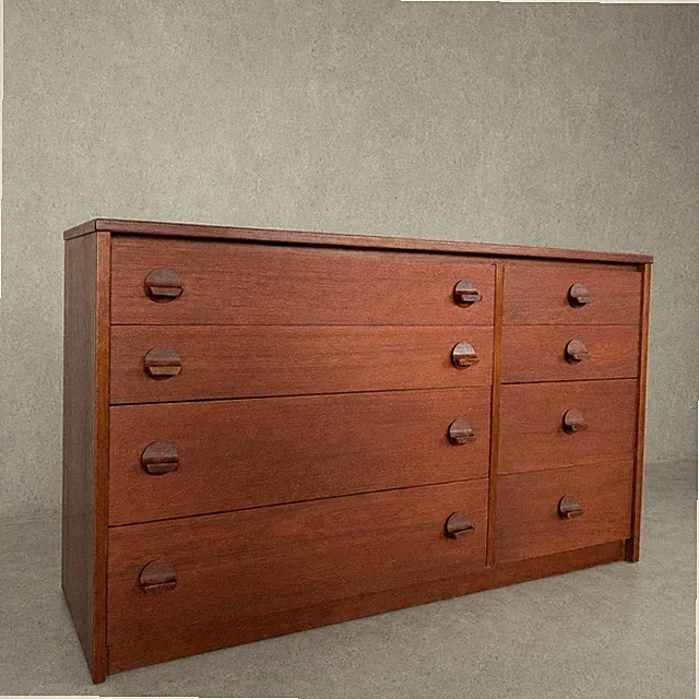 Mid Century Hirsch Teak Kommode Sideboard - Aufbewahrungsschrank mit acht Schubladen