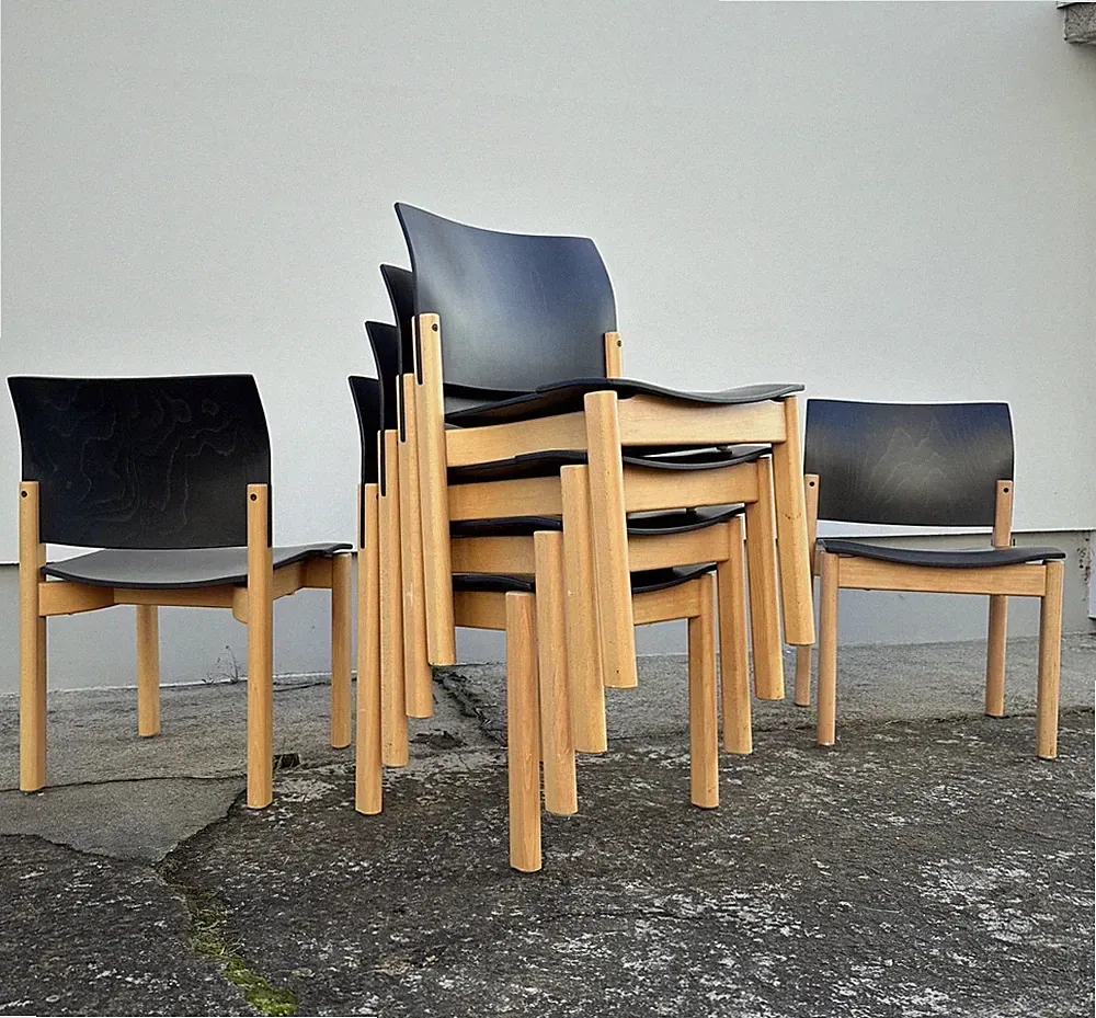 Mid century modern stackable dining chairs 1970s