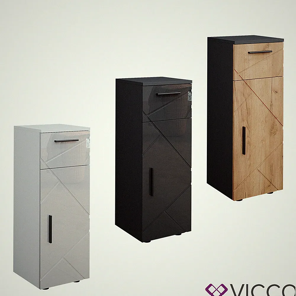 Midischrank Badschrank Badezimmermöbel Irma Hochglanz modern 30x81 cm Vicco