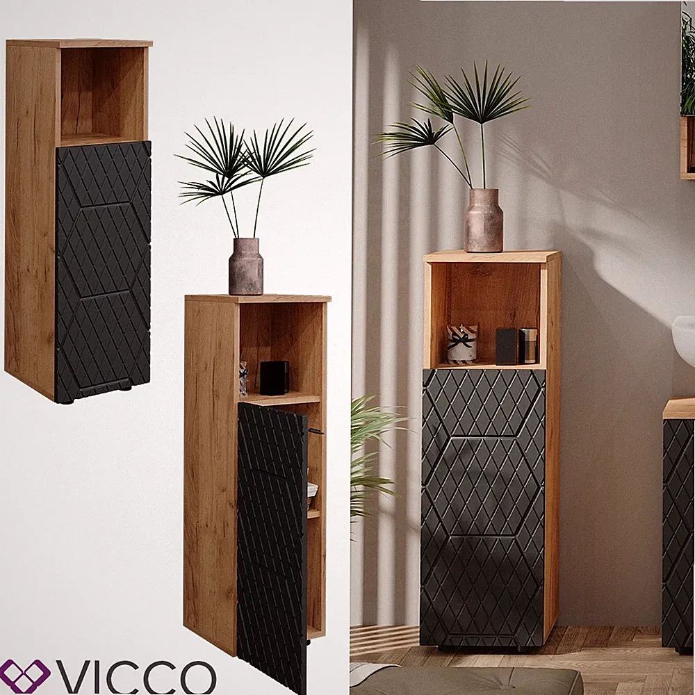 Midischrank Irma Eiche Anthrazit 30 x 95 cm Badezimmer Vicco