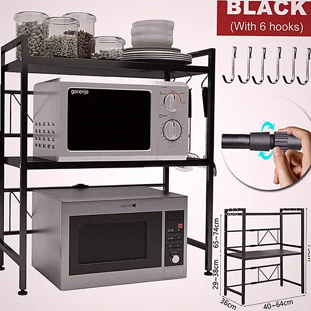 Mikrowellen Ständer Mikrowellen Regal Mikrowellenhalter Organizer mit 6 Haken DE