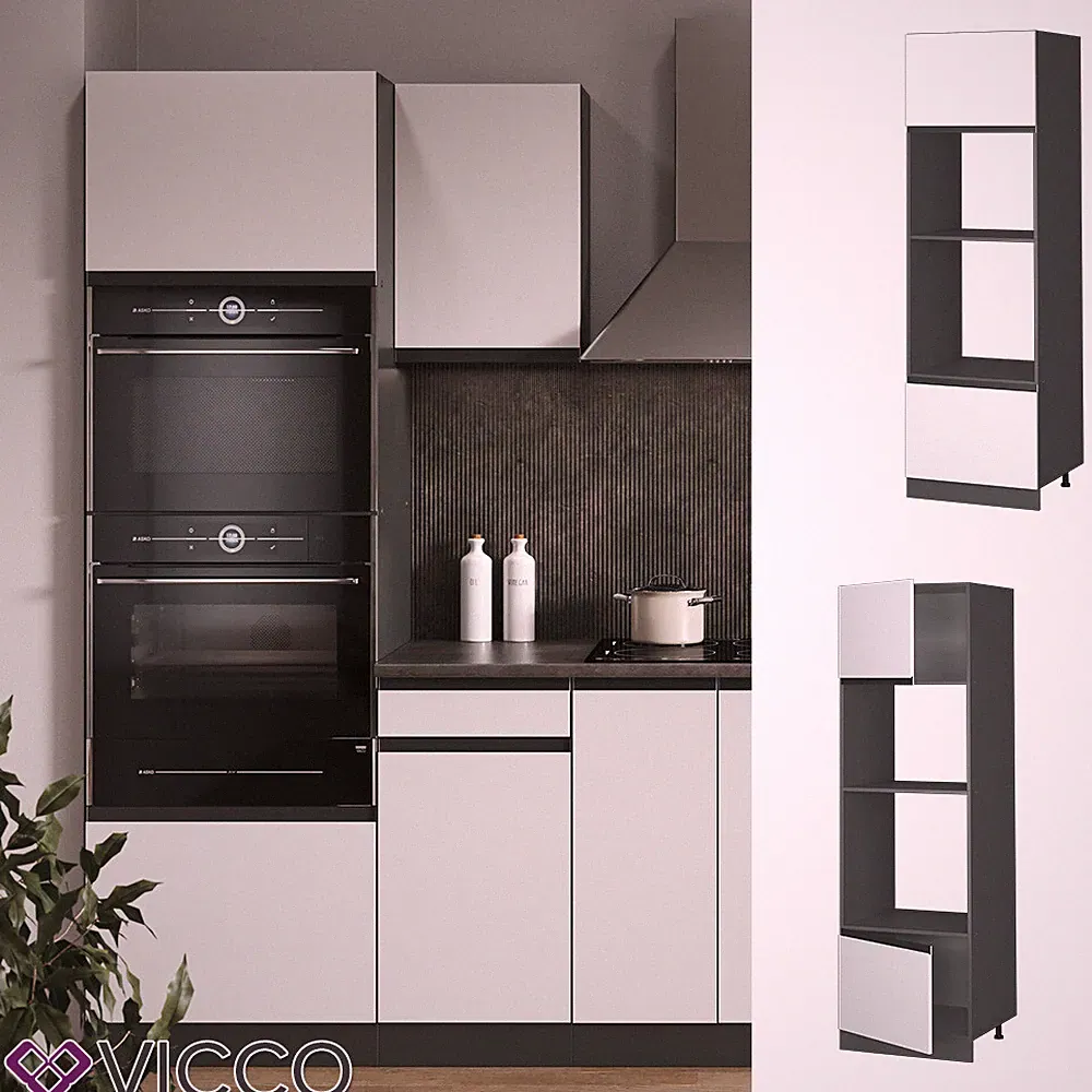 Mikrowellenschrank Küchenschrank Küchenmöbel R-Line J-Shape Anthrazit 60cm Vicco