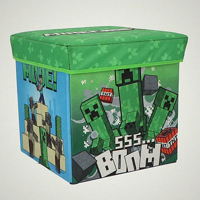 MINECRAFT | Aufbewahrungsbox | Sitzhocker mit Stauraum | Spielzeugkiste | Kinder