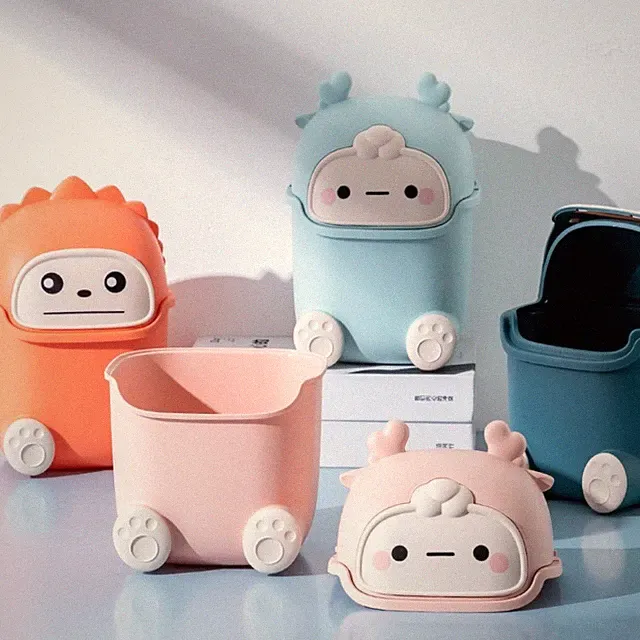 Mini Klappdeckel Schreibtisch Mülleimer Kunststoff für Büro oder Wohnzimmer P