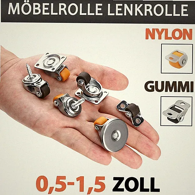 Mini Möbelrolle Ø 15 25 30 40 50 mm Kastenrolle Lenkrolle Transport Lauf Rollen