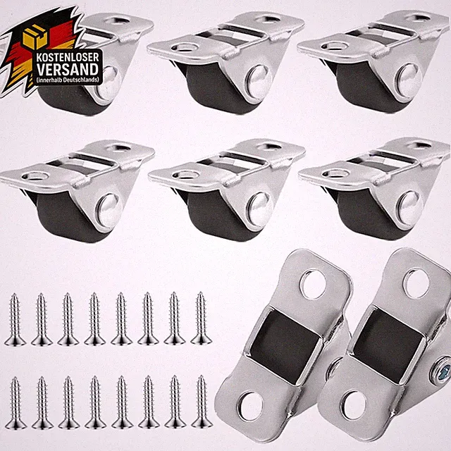 Mini-Möbelrollen Gummiräder mit Stahlplatte für kleine Möbel und Boden Schutz