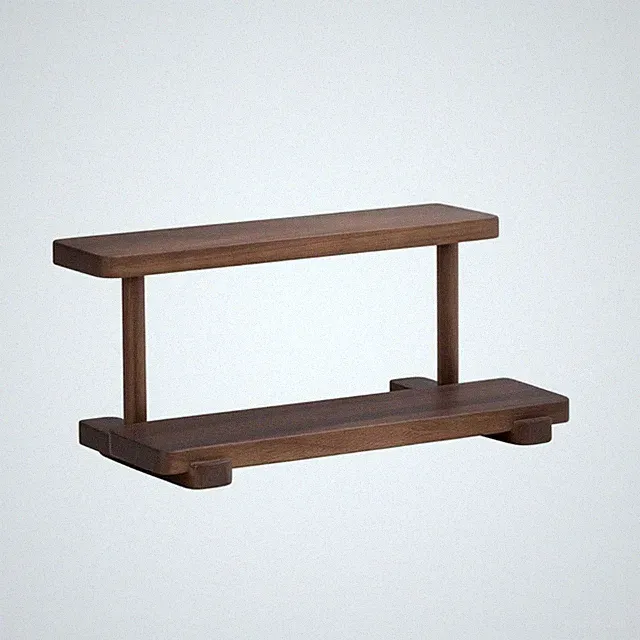 Mini-Tischregal aus Walnussholz kompakt zweistufiges Holzregal minimalistisch