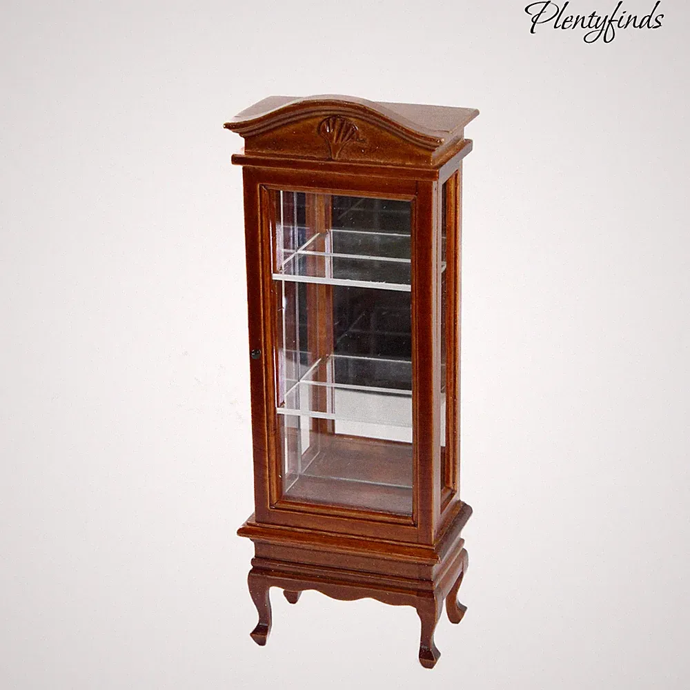 Miniatur Schrank Vitrine braun Holz Puppenhaus Puppenstube Möbel 1:12 NEU