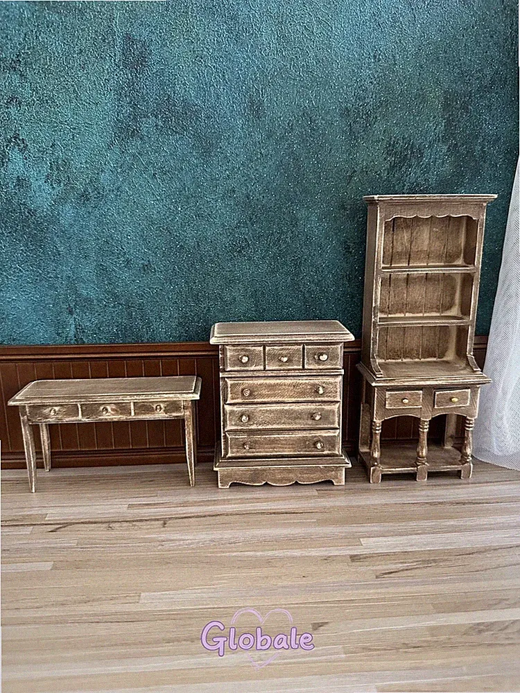 Miniatur Werkzeugtisch Puppenhaus Maßstab 1:12 Vintage Kommode Schrank Möbel