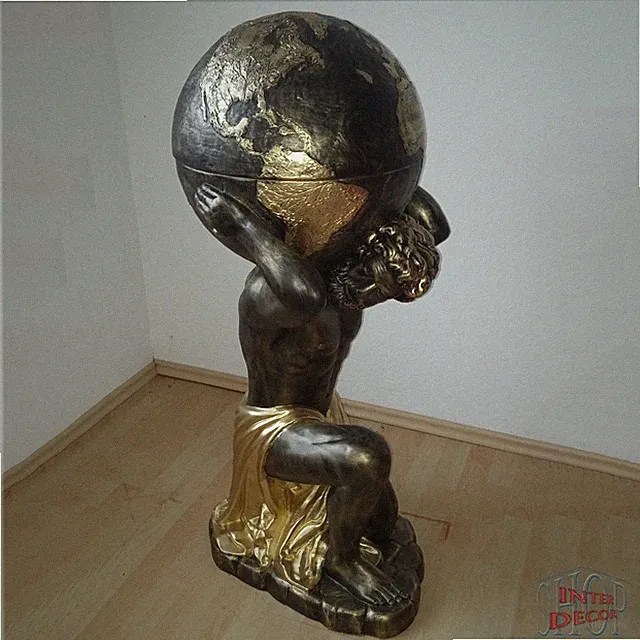Minibar Globusbar ATLAS Globus Welt Griechischer Vitrine Regal Skulptur Figur