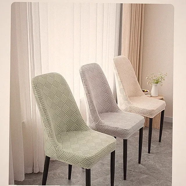 Minimalistische elastische Stuhlhusse aus gestricktem Jacquardfleece für Wohnku