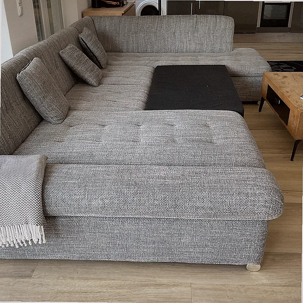 Mirjan24 Ecksofa grau 3-teilig 5-Sitzer Ottomane links 205x75 cm