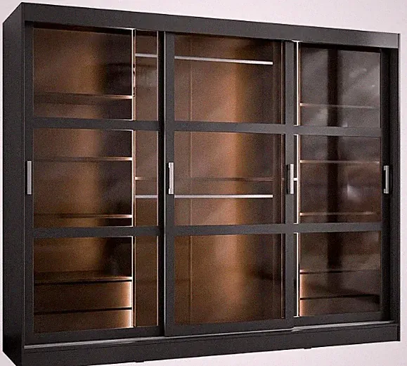 Mirjan24 Kleiderschrank Norlio mit glastüren, Schwebetürenschrank mit Rauchglas