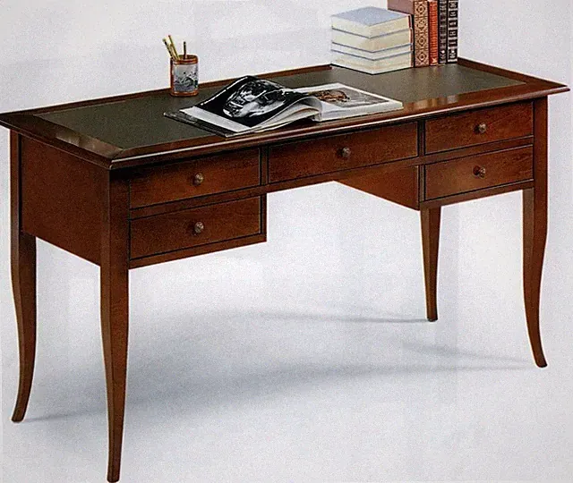 Mobile PC Schreibtisch Büro 5 Schubladen Arte Povera Dunkel Nussbaum 150 CM