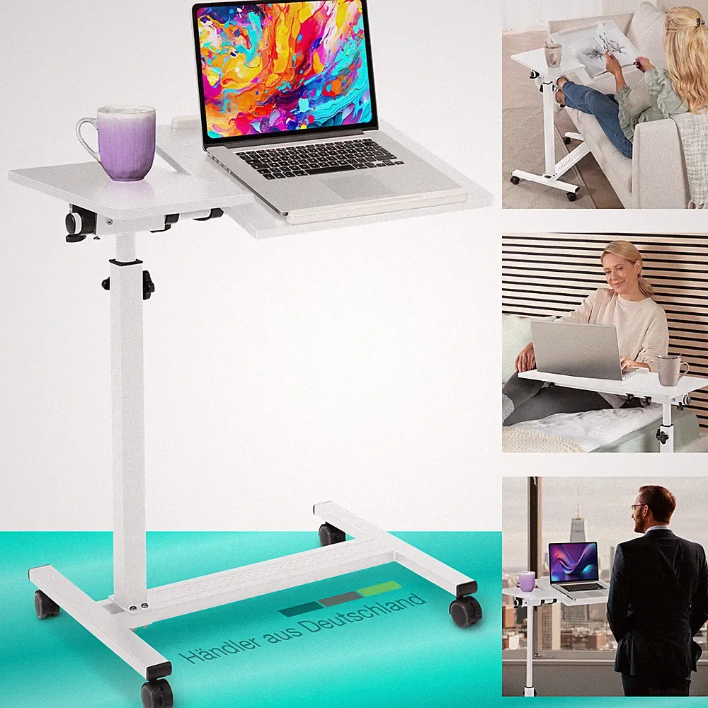 mobiler Betttisch auf Rollen Stehtisch Bett-Beistelltisch für Krankenbett Laptop