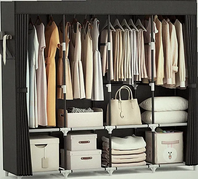 Mobiler Kleiderschrank, Faltbar, 170x45x167 cm, Schwarz