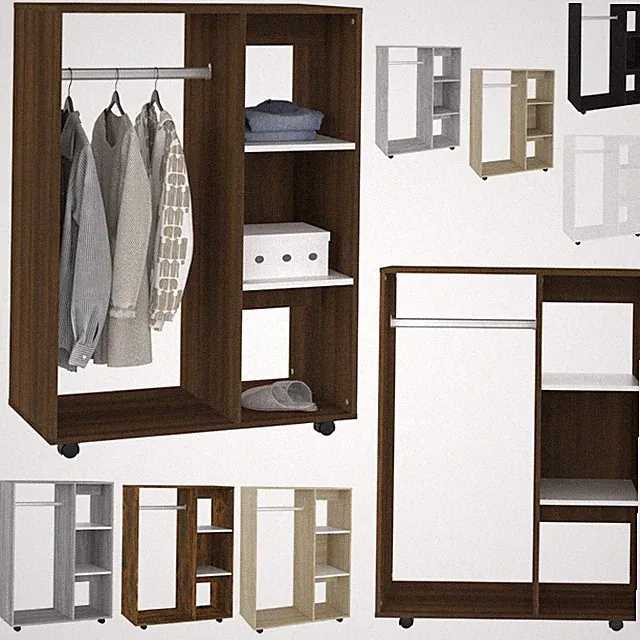 Mobiler offener Kleiderschrank Dielenschrank Garderobe Begehbarer Kleiderregal