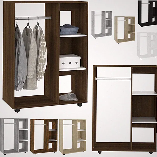 Mobiler offener Kleiderschrank Dielenschrank Garderobe Begehbarer Kleiderregal