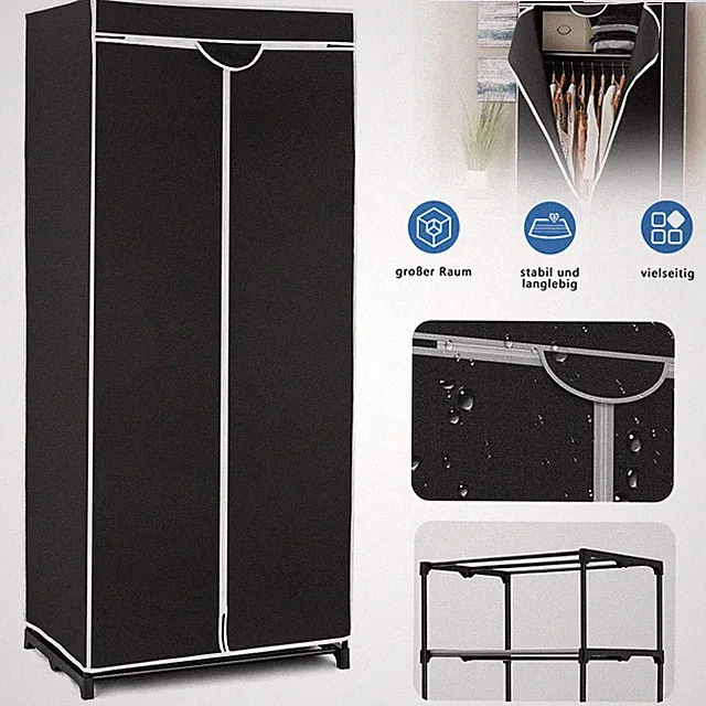 Mobiler Stoffschrank Gaderobe Textilschrank Kleiderschrank Camping Faltschrank