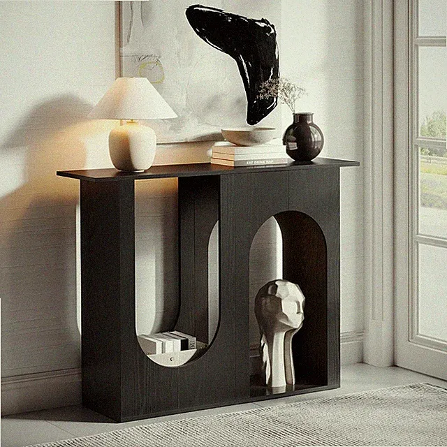 Modern 90 cm Schwarzer Konsolentisch Schmaler Konsole Sofatisch hinter der Couch