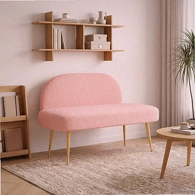 Modern Gepolsterte Bank mit Rückenlehne Sitzbank Polstersofa für Wohnzimmer Neu