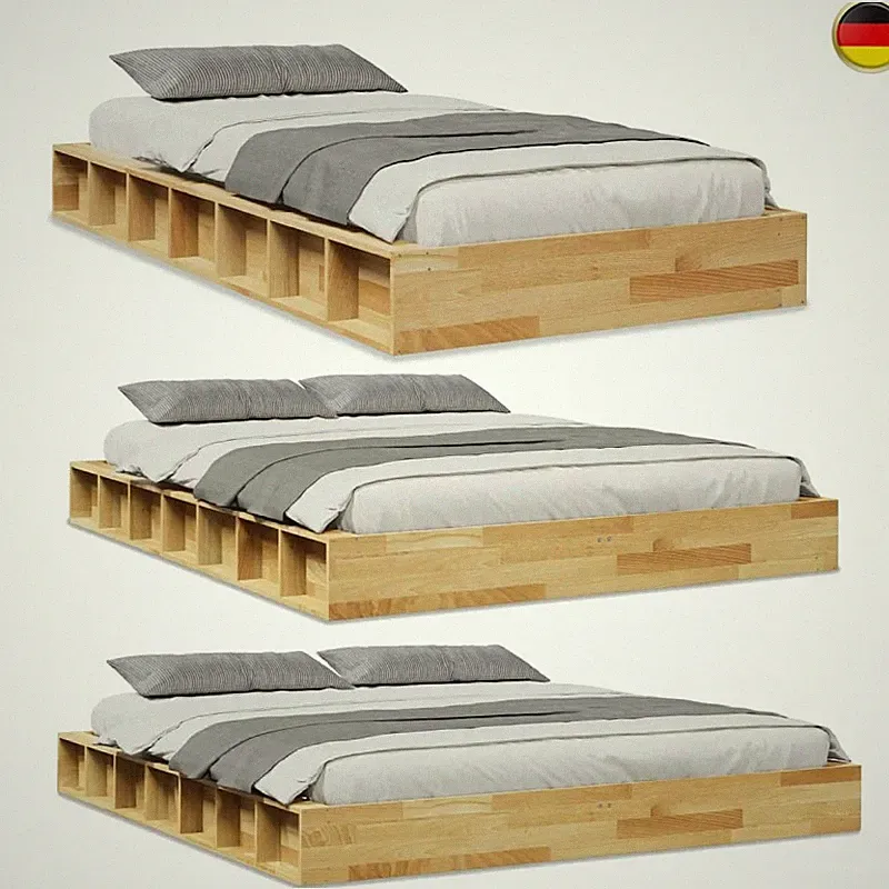 Modern Holzbett Eichenholz Bett Doppelbett Einzelbett Bettgestell mit Lattenrost
