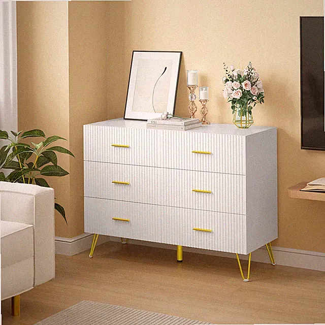 Modern Kommode mit 6 Schubladen Sideboard Schubladenschrank Kleiderschrank Weiß