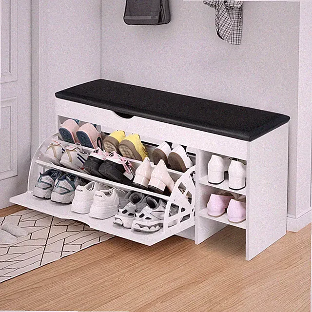 Modern Schuhschrank Schuhregal Flurschrank 100 cm mit Klapptür Platzsparend Weiß