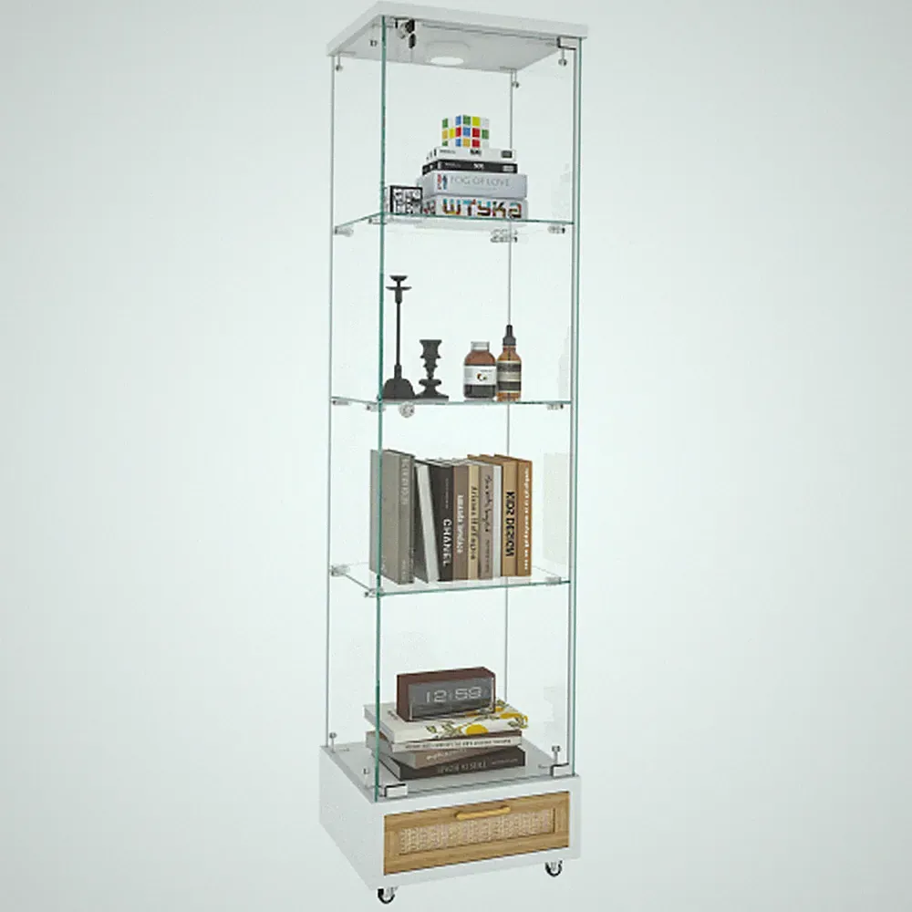 Moderne Glasvitrine mit Schubladen und LED-Beleuchtung für living room bedroom