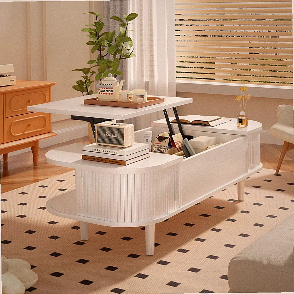 Moderne Holz-Sofa mit verborgener Aufbewahrung und einzigartiger Textur, weiß