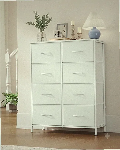 Moderne Kommode Schlafzimmer Aufbewahrungsschrank mit 8 Schubladen Schrank Schneeweiß