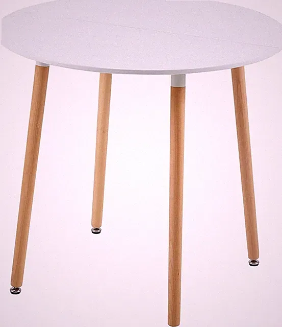 Moderne Skandinavische Runder Esstisch - Weiß, 80x80x72 cm, Büro Konferenztisch