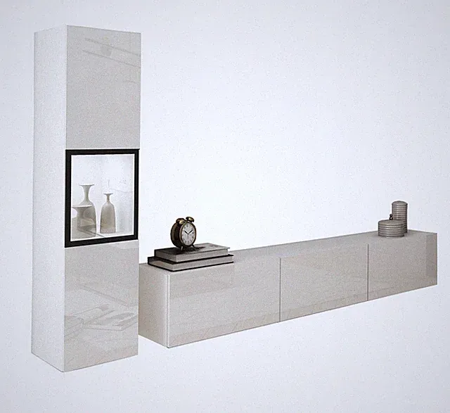 Moderne Wohnwand, TV-Möbel, 180 cm, Vitrine, Wohnzimmermöbel