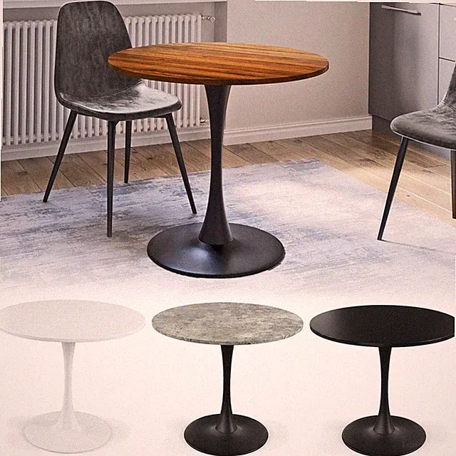 Moderner 80cm runder Tulpen Esstisch Küche Cafe Holzplatte & Metallsockel Untergestell