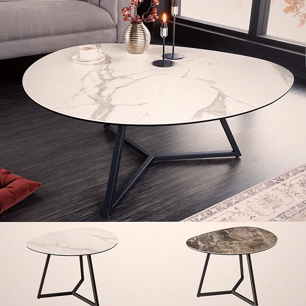 Moderner Couchtisch MARVELOUS 90cm FARBWAHL Marmor Keramik made in Italy Tisch