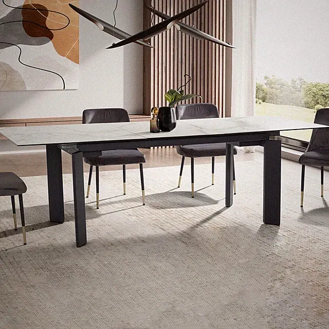 Moderner Esstisch Keramik Glas Weiß Marmoroptik 180–240 ausziehbar Design Tisch